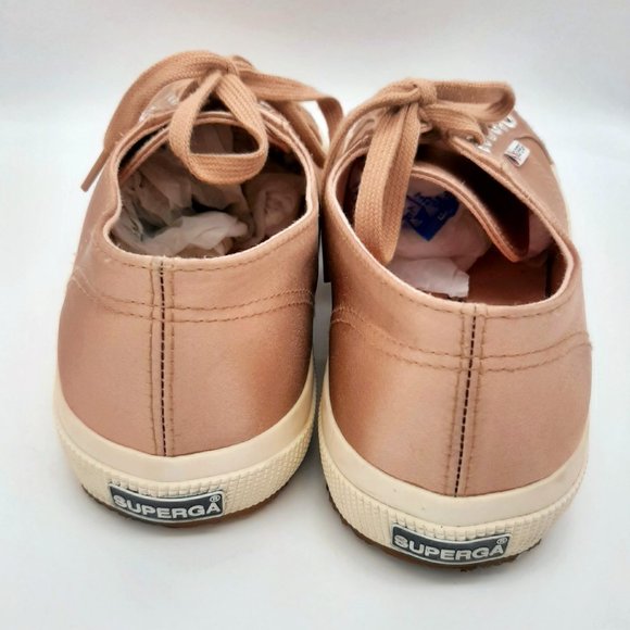 Superga Rose Gold Satin Low Top Sneakers - 8 - Picture 5 of 11